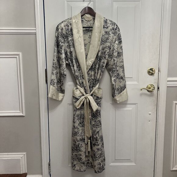 Vintage Gold Label VICTORIA SECRET Kimono Robe Shoulder Pads Renaissance Sz P/S - Picture 2 of 12